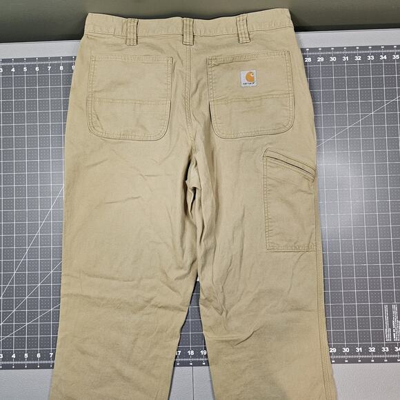 Carhartt Pants Mens 34x36 Brown Rugged Flex Carpenter Canvas Stretch Straight - Picture 9 of 16